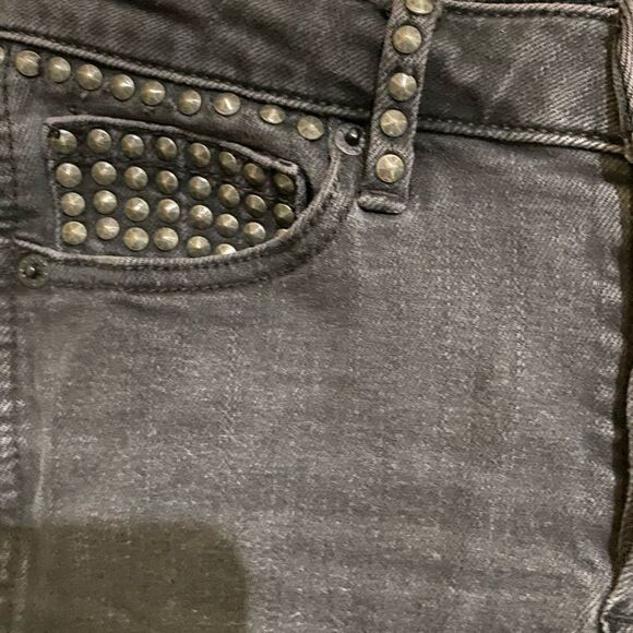 Free People SZ 27 Payton High Waist Studded Jeans Faded Black 80’s Retro Grunge - Picture 12 of 16